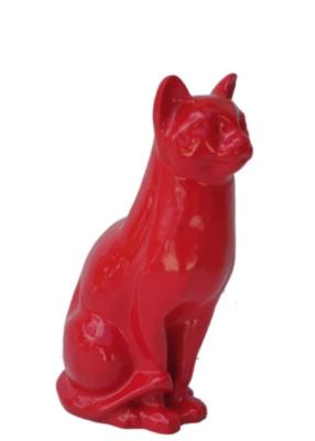 Statue En Résine Chat Assis Rouge - 40cm