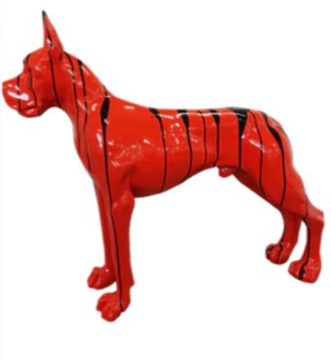 Statue Résine Dogue Allemand Rouge Trash Noir - 120cm