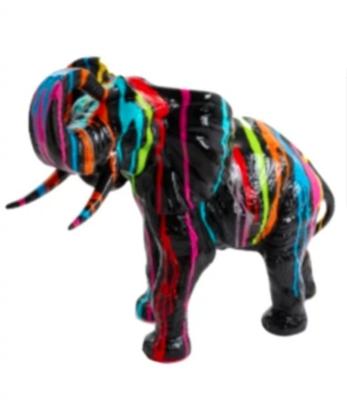 Sculpture en résine Éléphant Trash Noir - 90cm