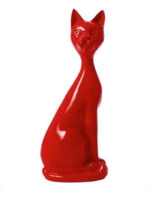 Statue En Résine Chat Assis Rouge - 60cm