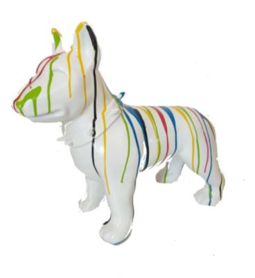 Statue en Résine Bull Terrier Trash Blanc - 60cm