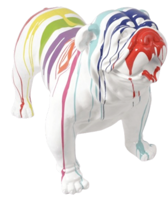 Sculpture Bulldog Anglais en Résine Trash Blanc - 90cm