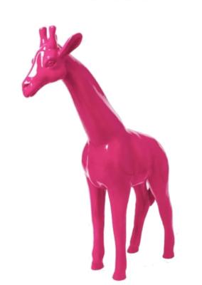 Statue Girafe en résine Rose - 110cm