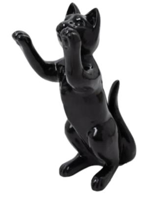 Statue En Résine Chat Debout Noir - 55cm