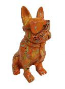 Statue en Résine Bulldog Français Karl Splash Orange - 120cm