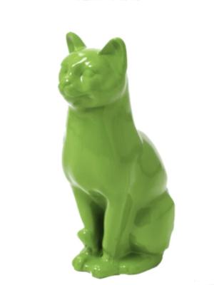 Statue En Résine Chat Assis Vert - 40cm