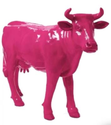 Statue en résine d'une Vache Rose - 140 cm