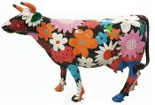 Sculpture en Résine Vache Décors Fleur - L 225cm