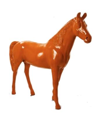 Sculpture Cheval coloré en Résine Orange - 220cm