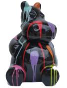 Statue Hippopotame Assis Trash Noir - 50cm