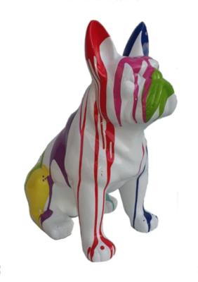 Statue en Résine Bulldog Français Assis Trash Blanc - 45cm