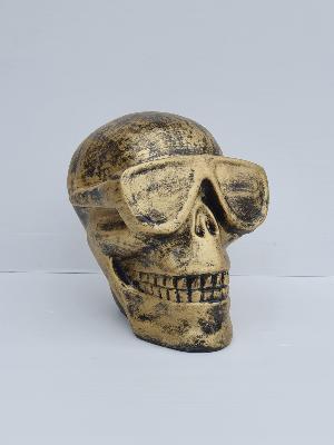 Statue en résine Tête de mort Lunette – H 30 cm