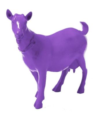 Sculpture en resine d'une chevre Violet - L 60cm