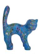 Sculpture En Résine Chat Splash Bleu - 105cm