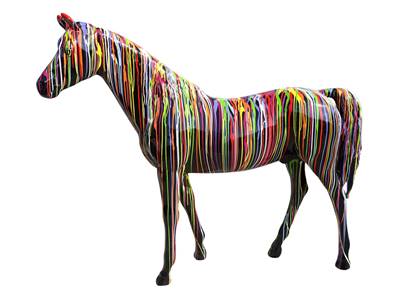 Sculpture Cheval coloré en résine Trash Noir - 220cm