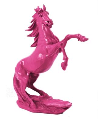 Sculpture Cheval Cabré coloré en résine Rose - H 90cm