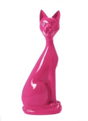 Statue En Résine Chat Assis Rose - 60cm