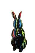 Sculpture Lapin design Trash Noir en resine H-55cm