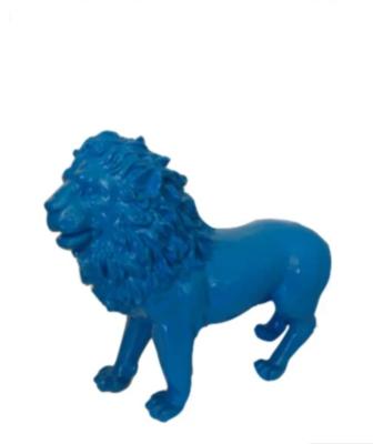 Sculpture Lion Design Bleu - L 100cm