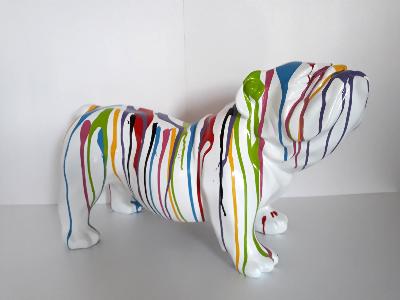 Statue en résine Bulldog anglais décor Trash - H 37 cm