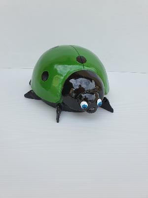 Statue Coccinelle Verte et Noir - 35cm