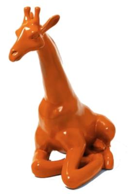 Statue en Résine Girafe Assise Orange - 90cm