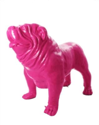 Sculpture Bulldog Anglais en Résine ROSE XXL - 160cm