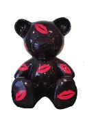 Statue en résine Ourson Kiss Noir H 40cm