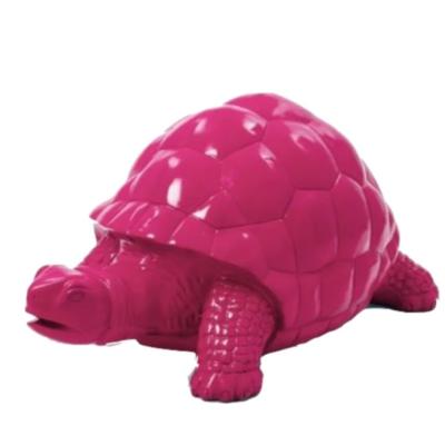 Statue en Résine d'une Tortue Rose - L 110cm