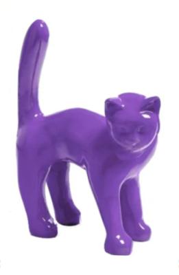 Sculpture En Résine Chat Violet - 105cm