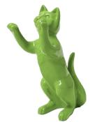 Statue En Résine Chat Debout Vert - 55cm