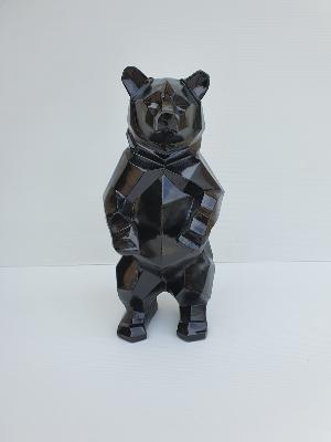 Statue en résine Ours Debout Origami Noir - H 40cm