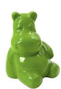 Statue Hippopotame Assis Vert - 25cm