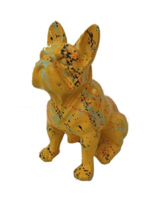 Statue en Résine Bulldog Français Assis Splash Jaune - 30cm