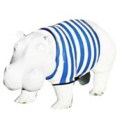 Statue Design en résine Hippopotame XXL Marinière - L 180 cm