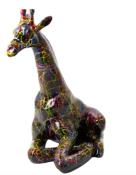 Statue en Résine Girafe Assise Splash Noir - 90cm