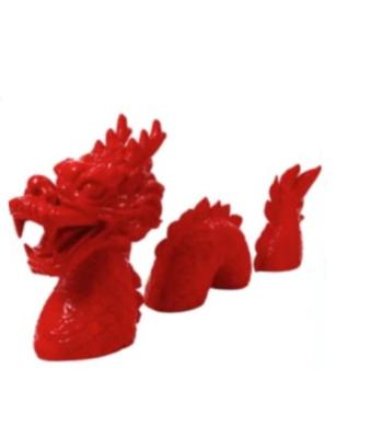 Sculpture en résine Dragon Rouge - L 135cm