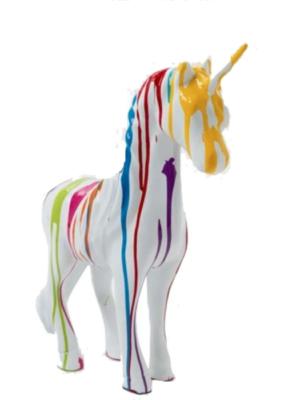 Sculpture Licorne en résine Trash Blanc - 50cm